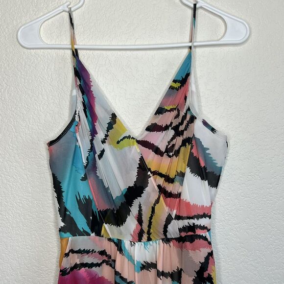 Yumi Kim Large Cleo Watercolor Maxi Dress 100% Silk Zebra Multicolor Medium u24 - Picture 3 of 8